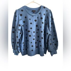 Who What Wear Blue and Black Polka Dot Top Size: XXL